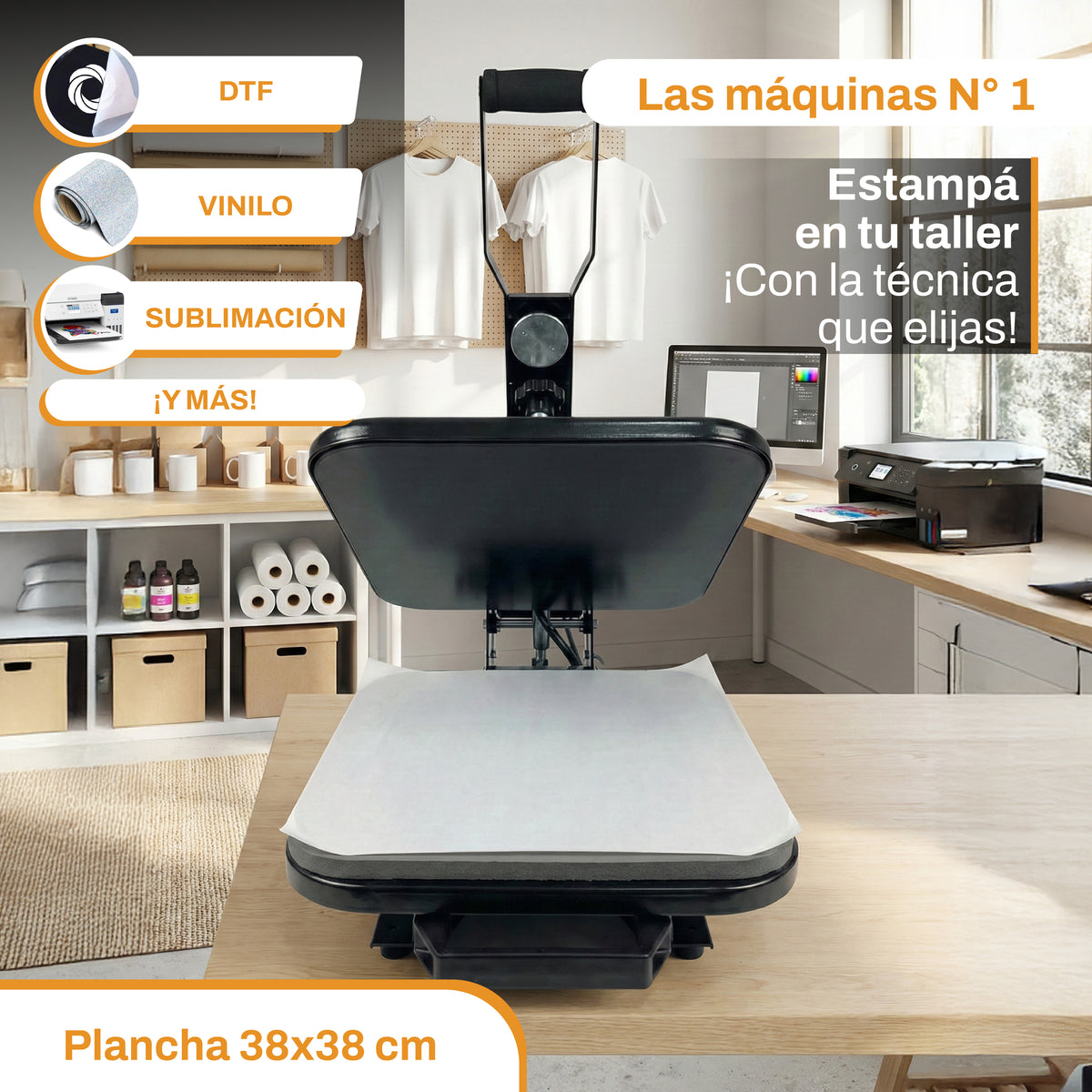 Sublimadora Plana Bandeja Deslizable 38x38 CS